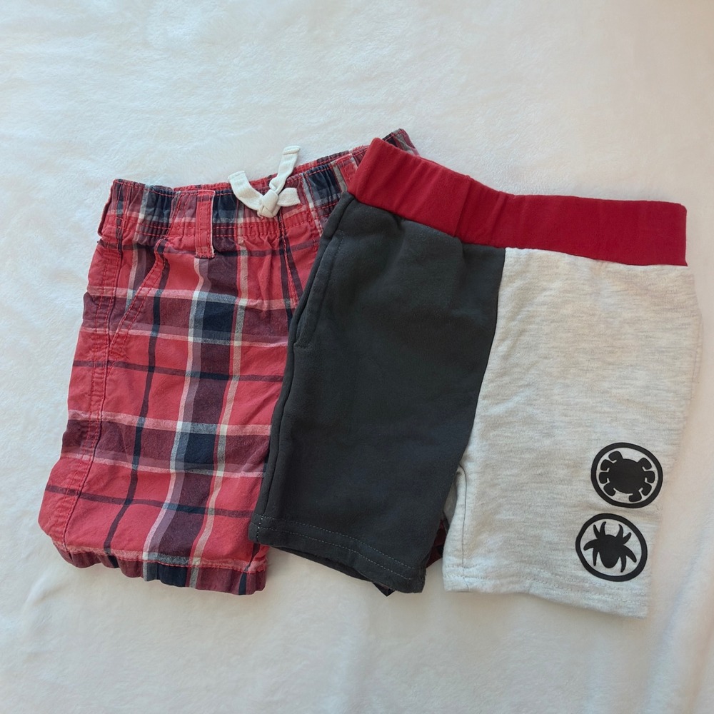 Gymboree Marvel Shorts Bundle Kids 3 3T Red Black Plaid Spiderman Excellent 2pk